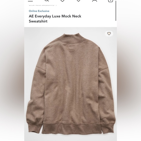 **ISO** AE Everyday Luxe Mock Neck Sweatshirt in Coffee - Picture 4 of 4